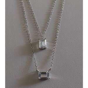 New DIAMONIQUE 2 Ct. Better Together Double Layer Emerald Cut Necklace